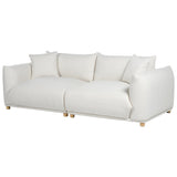 Canapé Moderne 3 Places en Tissu Rembourré avec Coussins en Tissu Blanc Cassé Luvos