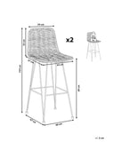Beliani Lot de 2 Chaises de Bar au Style Moderne en Rotin Noir et Pieds en Métal pour Tout Type de Salon Traditionnel et Exotique