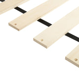 Beliani Lit à Baldaquin Minimaliste en Bois 160 x 200 cm Tête de Lit Rembourré Marron Clair Haillicourt