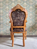 CasAmin Home & Living Chaise à accoudoirs marron clair rétro style baroque français velours chocolat chaise pour décoration intérieure