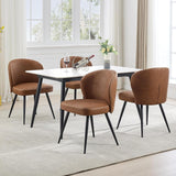 6XPCS Chaises de salle à manger en cuir PU , chaises de salle à manger et de cuisine modernes, capacité de charge de 150KG Chaises d'appoint tapissées avec pieds en acier-MARRON (2, marron, Moyen)