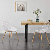 Set de 2 Chaises Designs Chaise de Salle à Manger Siège en Plastique Pieds en Métal Effet Hêtre Couleur Blanche et Effet Hêtre 83 cm