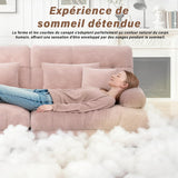 SoarFlash Canapé modulaire 3 Places Salon Moderne - Chenille, Bois Massif, reposes-Bras, Rose Clair, 77×313cm