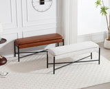 Chairus Banquette Capitonnée en Cuir PU - Banc Entrée et Bout de Lit Avec Pieds en Métal - Ottoman pour Chambre, Salon, Couloir, Marron