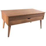 LoMasCasa Sonka Table basse relevable avec tiroir coulissant en bois naturel massif Disponible en couleur bois avec pied conique 100 x 50 x 48 cm