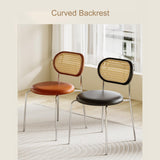 ZXTRYBHD Chaises Salle Manger en Rotin, Chaise Table a Manger Rembourrée avec Dossier en Canne et Pieds en Métal, Chaise Rotin pour Restaurant, Café, Bar (Color : Orange)