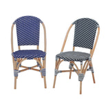 Alice's Home - Lot de 2 chaises empilables bistrot en rotin et polyrotin Noir et Blanc. L 48 x P 58 x H 90cm