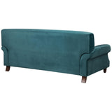 Canapé Fixe 2 Places en Velours Bleu Foncé avec Pieds en Bois et Rembourrage Moelleux pour Salon Design Glamour Beliani