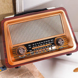 SHABD Portable en Bois RéTro Radio sans Bluetooth Haut-Parleurs HiFi StéRéO AM/FM Lecteur de Radio USB TF AUX MP3, Couleur Acajou