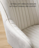 SONGMICS Chaise Salle à Manger, Chaise de Cuisine, Fauteuil en Velours, Rembourrée, avec Accoudoirs, Charge Max. 120 kg, Pieds en Métal, pour Salle à Manger, Beige Cappuccino et Noir d'Encre LDC087W01