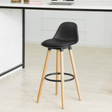 SoBuy® Tabouret de bar FST70-SCH avec assise rembourrée en cuir synthétique et pieds en bois de hêtre