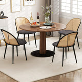 COSTWAY Lot de 2 Chaises Bois Salle à Manger, Chaise Cannage sans Accoudoirs, Siège Rembourré, Pieds Fuselés en Métal, Hauteur d’Assise 46 cm, Chaise en Rotin PE pour Restaurant, Salon