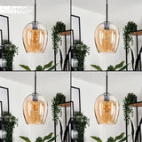 Suspension Vevino, suspension en métal/verre en noir/ambre, luminaire avec abat-jour en verre (Ø 20 cm), hauteur max. 150 cm, 1 x E27, ampoule(s) non incluse(s)