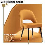 chairus Chaises de Salle à Manger sans Accoudoirs Lot de 2 Chaise de Bureau en Velours Moderne Chaise Rembourrée pour Cuisine Salon (Jaune-2)