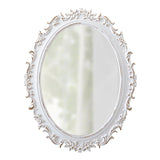 Sintosin Miroir Mural Ovale Baroque 54 x 40 cm, Miroirs Vintage Blancs Déprimés pour Le Salon, Miroirs en Bois pour Salle de Bain, Entrée, Miroir Mural Design horizontaux ou verticaux