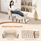 RELAX4LIFE Fauteuil de Salon avec Repose-Pieds, Fauteuil d’Appoint en Velours avec Oreiller Confortable | Pieds Métalliques Robustes| Patins Ajustables, Conception Semi-entourante 65X66X80CM, Beige