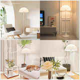 Lampes Standard de Salon Lampadaire Moderne pour Salon Champignon Semi-Circulaire pour Chambre Abat-Jour Rond en Acrylique Blanc Champignon Lampe de Lecture sur Pied pour Coin de c