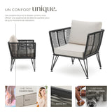 tectake® Lot de 2 Fauteuil Salon Fauteuil Exterieur Chaise de Jardin en Résine tréssée pour Salon de Jardin Exterieur, Coussins Inclus, Amenagement Balcon Terrasse