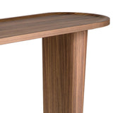 Ángel Cerdá- Console Ovale Demi-Pointe - Bois Plaqué Noyer Naturel - Design Moderne et Élégant - Meubles de Salon - Table D'appoint - Meubles de Couloir - Table D'entrée - Ø120 X 40 X 76 cm