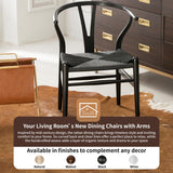Tomile Wishbone Chaise en Y en bois massif et rotin naturel