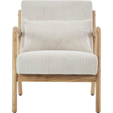 HOMIFAB Fauteuil en Bois et Velours côtelé Beige - Lanna