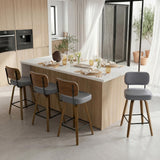 Bekrvio Lot de 4 tabourets de Bar pivotants à 360° avec Dossier, 65 cm de Hauteur d'assise - en Cuir synthétique et Bois Massif - 4 Pieds - pour Cuisine et comptoir - Chaise de Bar pivotante avec