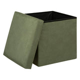 Atmosphera - Pouf Pliant Lilou en Velours 38x38cm Vert Kaki