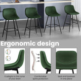 EUGAD Tabouret Bar, Lot de 2, Chaise Haute Cuisine, en Velours, Siège Rembourré, avec Dossier et Repose-Pieds, Pieds en Métal, Vert foncé, 1089BY-2
