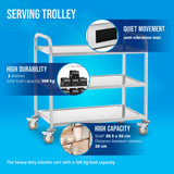 Royal Catering Chariot de Service Desserte Cuisine à roulettes 3 Plateaux RCSW 3 (101x55x96,5cm, capacité de Charge 480 kg, épaisseur des étagères 3cm)