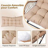 COSTWAY Fauteuil de Jardin en Rotin PE, Charge 180 kg, Chaise de Jardin avec Coussin Amovible, Cadre en Métal, Dossier Incliné, Fauteuil Exterieur pour Piscine Porche Balcon, 84 x 68 x 87 cm (Brun,1)