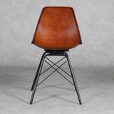 Casa Moro Chaise de salle à manger, en cuir véritable, marron, structure en métal, chaise de salle d'attente, de conférence, moderne