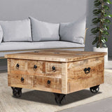 vidaXL Table Basse Table d'Appoint Table de Chevet Canapé Salon Salle de Séjour Maison Intérieur 70x70x40 cm Bois de Manguier Brut