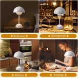 Flowerpot Lampe de table champignon – 3 couleurs en continu à intensité variable tactile, LED portable rechargeable, veilleuse de chevet et veilleuse intérieur/extérieur (blanc)
