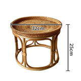 Milageto Table d'appoint en rotin, table de chevet moderne, bureau d'appoint, table d'appoint ronde, table basse décorative pour jardin intérieur, 32cmx25cm