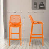 CLP Lot de 2 tabourets de Bar Jardin Air, chaises de Jardin Dossier, tabourets de comptoir résistants aux intempéries, UV, polypropylène, Couleur:Orange