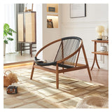 Fauteuil d'appoint en rotin Canapé en bois, chaise de loisirs tissée en corde de chanvre, fauteuil inclinable simple for balcon, chaise longue for patio, jardin et terrasse, élégant et confortable Fau