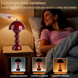 Lampe de table sans fil, lampe de chevet rechargeable à commande tactile et variable en 3 couleurs, lampe portable à pile en forme de champignon pour table de nuit, cuisine, bureau, décoration