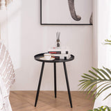YOUDENOVA Table d'appoint, ronde, en métal, petite, basse, décorative, moderne, trépied en acier tubulaire, diamètre : 40,5 x 50 cm, pour salon, noire