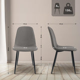 CLP Chaise de Salle à Manger rembourrée Maryam, Chaise de Cuisine avec Dossier et Cadre en métal Noir, supporte jusqu'à 150 kg, Couleur:Gris Clair, Matériel:Tissu