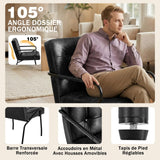 Hellove Fauteuil Salon en Métal, Fauteuil Design Rétro avec Pieds Métalliques Noirs, Chaise Simili Cuir PU avec Accoudoirs et Dossier Confortable Modern pour Salon Chambre, Noir