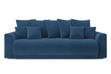 BAÏTA Canapé Droit Convertible Nova 3 Places en Velours côtelé Bleu Cobalt