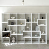 Mobili Fiver, Bibliothèque M Iacopo (160,8 x 236,4 cm), Frêne Blanc, Étagère Bibliothèque pour Salon, Bureau, Made in Italy