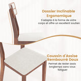 COSTWAY Chaise Salle a Manger Lot de 2, Chaises Hautes avec Dossier Haut, Siège Rembourré, Pieds en Bois de Caoutchouc, Fauteuil Salle a Manger sans Accoudoirs, Charge 180 KG (Noyer)