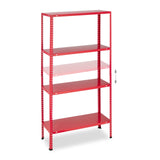 Relaxdays Étagère Charge Lourde, Max. 160 kg, 4 Niveaux, HxLxP:147,5x75,5x30,5 cm, Cave & Garage, Rangement métal, Rouge