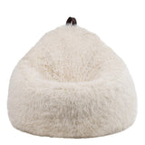 Icon Pouf Classique en Fausse Fourrure Licorne, Pouf Gros de Salon, Pouf Fauteuil pour Adultes ou Enfant avec Remplissage (Cocoon, Blanc)