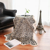 Tapis à imprimé léopard en fausse fourrure de 0,9 x 1 m, convient pour chambre à coucher, salon, décoration occidentale, moquette en fausse fourrure de vache, noir et marron