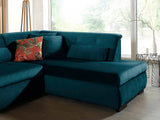 Lisa Design - Canapé Panoramique en U Droit Vermont en Velours - Grand Sofa XXL Bleu Canard 7 Places - Salon