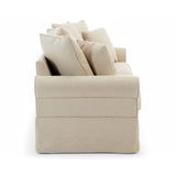 Oviala Canapé Droit 3 Places en Polyester écru L 200 cm