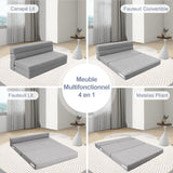 ANONER Canapé-lit Pliant 3 en 1, 2 oreillers et Housse Lavable, canapé-lit futon en Mousse à mémoire de Forme, pour Salon, Chambre, Gris Clair, 2 Places 203 × 152cm (Queen)