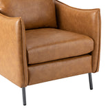 HULALA HOM Fauteuil en Cuir Fauteuil d'appoint Moderne en Similicuir Rembourré Chaises de Salon avec Coussin Mobile pour Salon Bureau Lecture Réception Client Brown